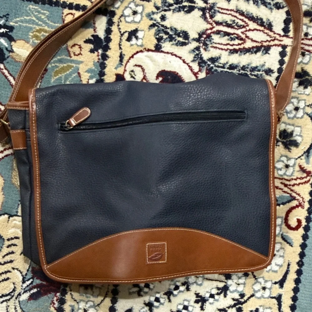 Elegant Navy and Brown Women's Laptop Bag